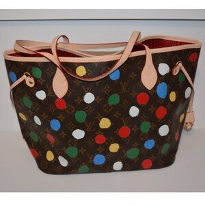Louis Vuitton Neverfull NM Tote Yayoi Kusama Painted Dots Monogram Canvas MM